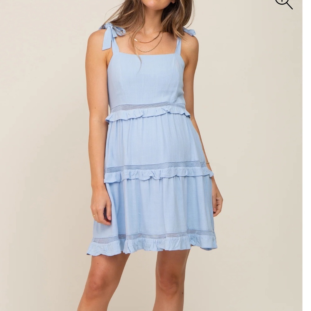 Pinkblush Light Blue Tiered Mini Dress Women’s Large